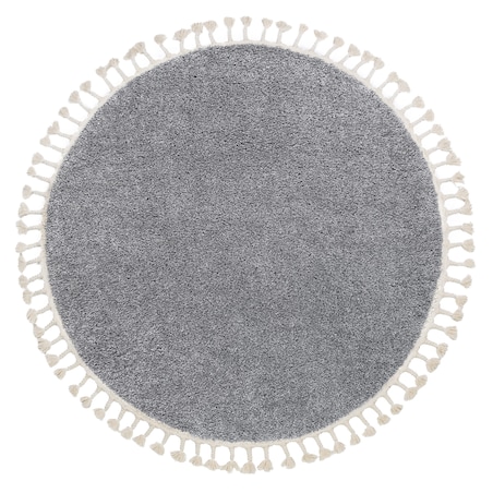 Dywan BERBER 9000 koło szary jasny Frędzle koło 160 cm