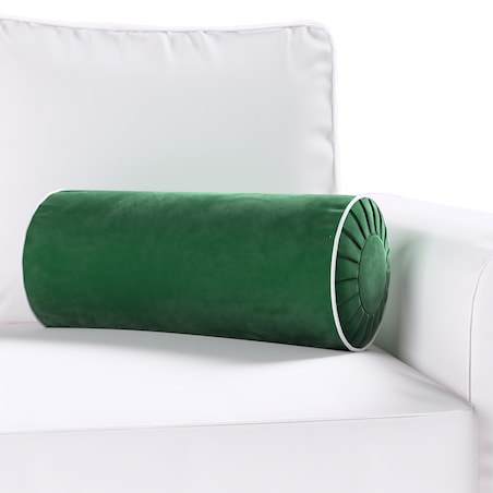 Poduszka wałek z zakładkami z lamówką, butelkowa zieleń, Ø20 x 50 cm, Christmas