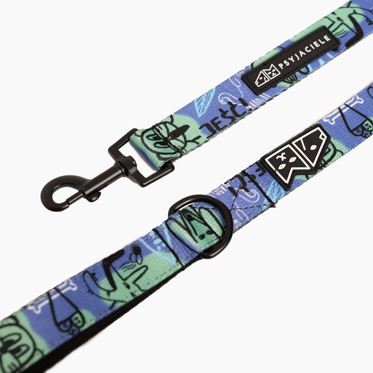 Smycz miejska dla psa lub kota "Spacer slbo psikus" - Szerokość taśmy: 20mm, Rozmiar: M oraz Rodzaj: Mały karabinek