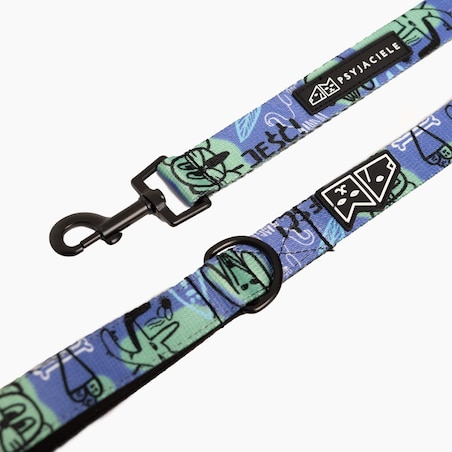 Smycz miejska dla psa lub kota "Spacer slbo psikus" - Szerokość taśmy: 20mm, Rozmiar: M oraz Rodzaj: Mały karabinek