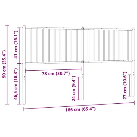 vidaXL Metalowe wymienne wezgłowie, czarne, 180 cm