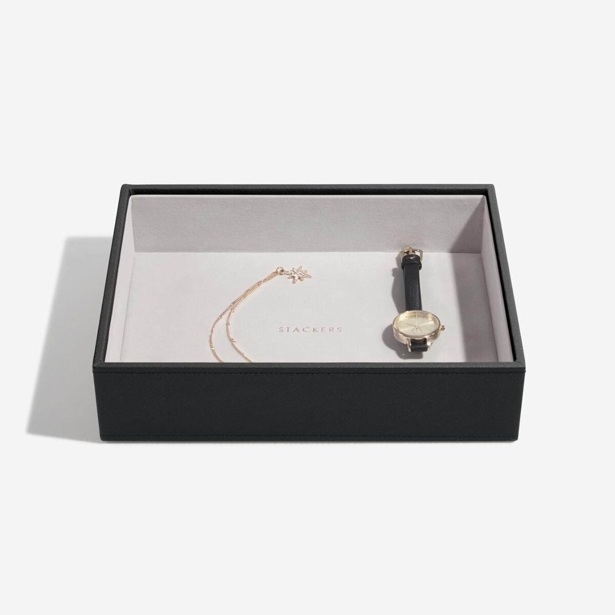 Szkatułka na biżuterię Stackers open classic czarna velvet