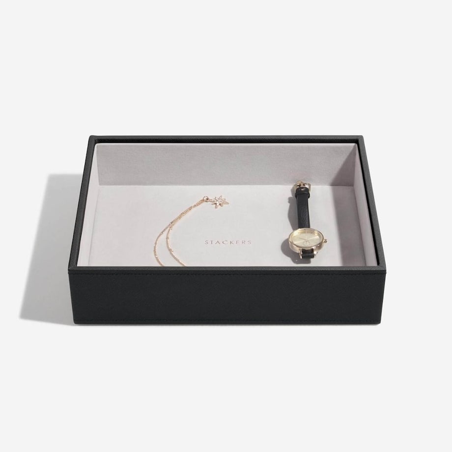 Szkatułka na biżuterię Stackers open classic czarna velvet