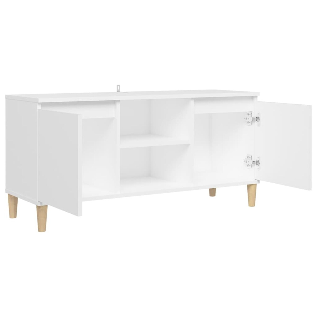 vidaXL Szafka TV z drewnianymi nóżkami, biała, 103,5x35x50 cm