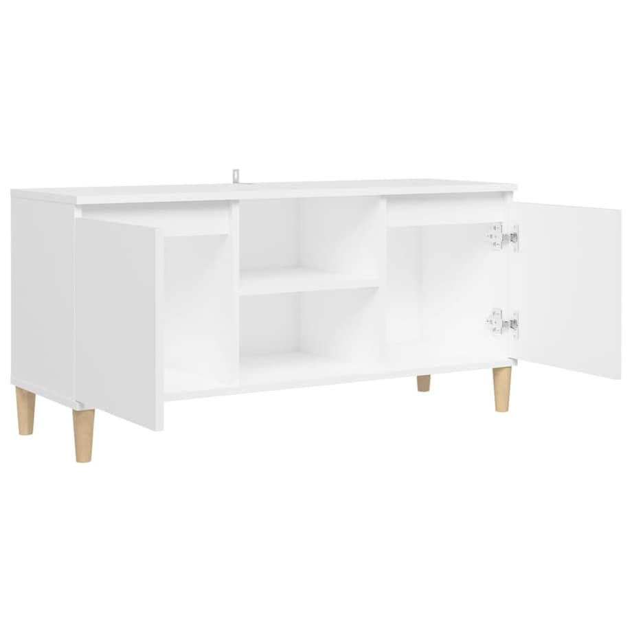 vidaXL Szafka TV z drewnianymi nóżkami, biała, 103,5x35x50 cm