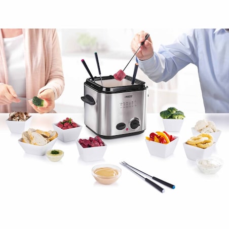 Princess Mini frytkownica z fondue, 840 W, 1,2 L, srebrna, 182611