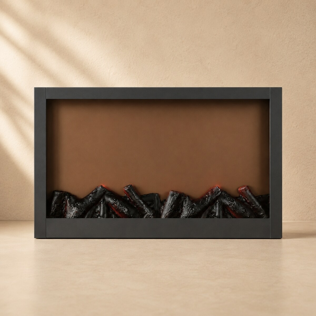 Kominek dekoracyjny LED, metalowy, 10 x 41 x 25 cm, kolor czarny