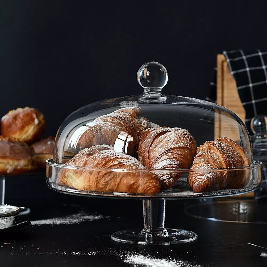 Patera na Ciasto Tort z Kloszem Elite Krosno 28 cm Szklana Duża na Nóżce