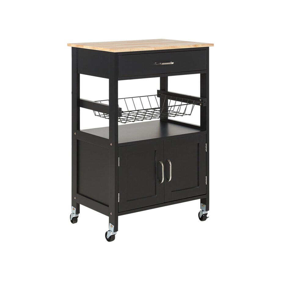 Wózek kuchenny 1 szuflada jasne drewno z czarnym LUGO