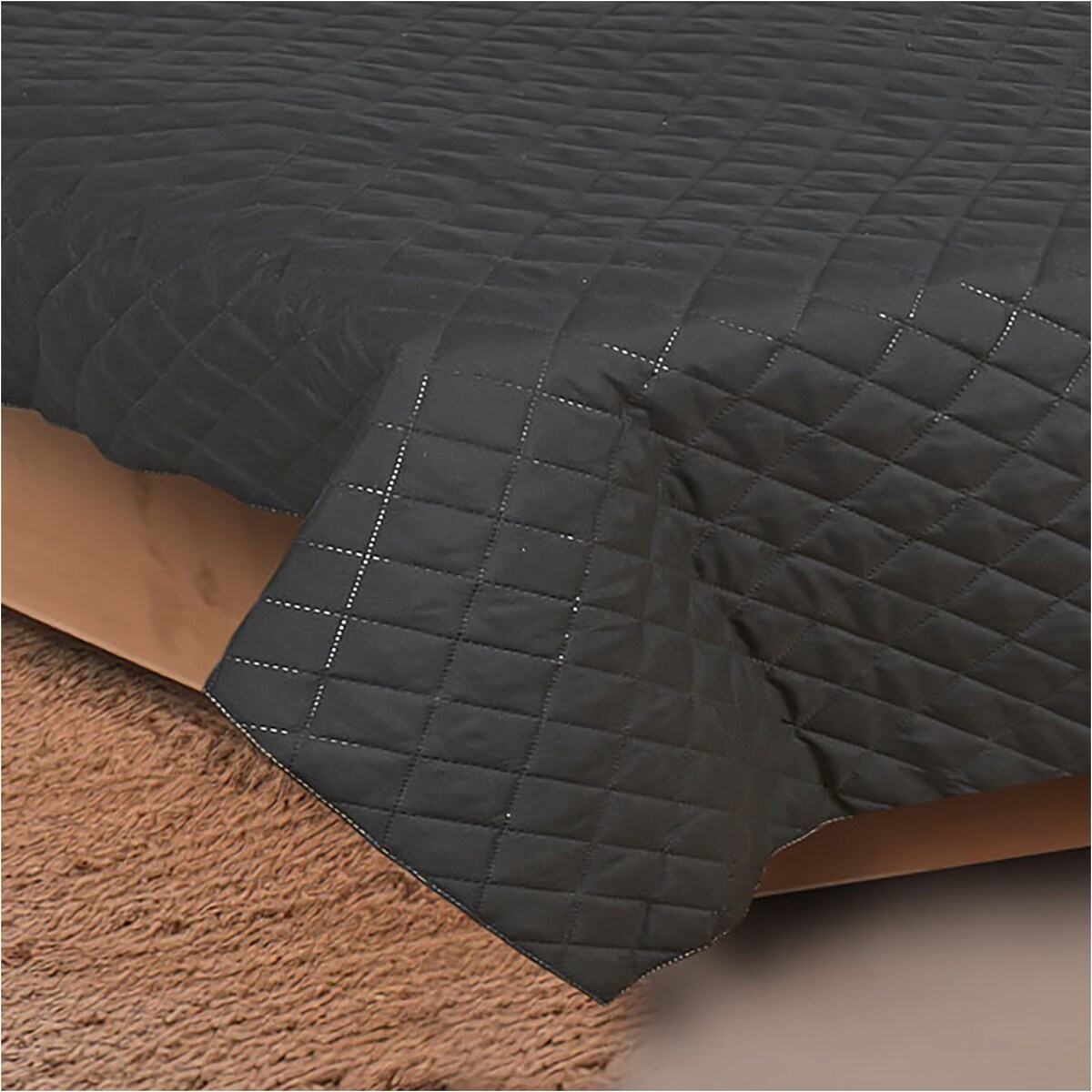 Narzuta Na Łóżko Kanapę Na Plażę Pikowana 220X240 Cm Biało-Czarna