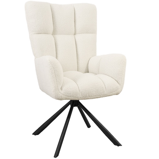 Krzesło tapicerowane obrotowe 180 do salonu jadalni nowoczesne welurowe baranek beżowy