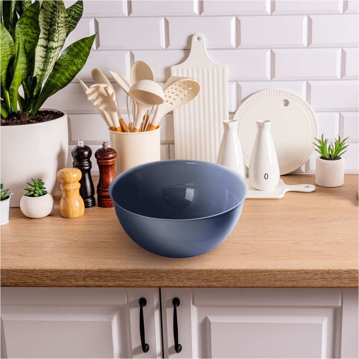 Miska Plastikowa Okrągła Kuchenna Zestaw Misek 3 Szt. Misa Ciemnoszara