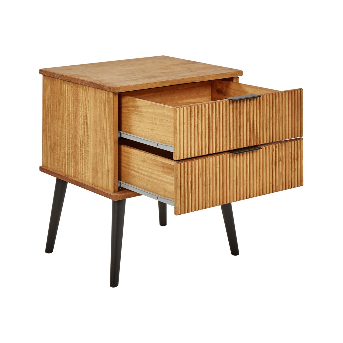 Szafka nocna 2 szuflady TIMMINS Drewno sosnowe Brązowy