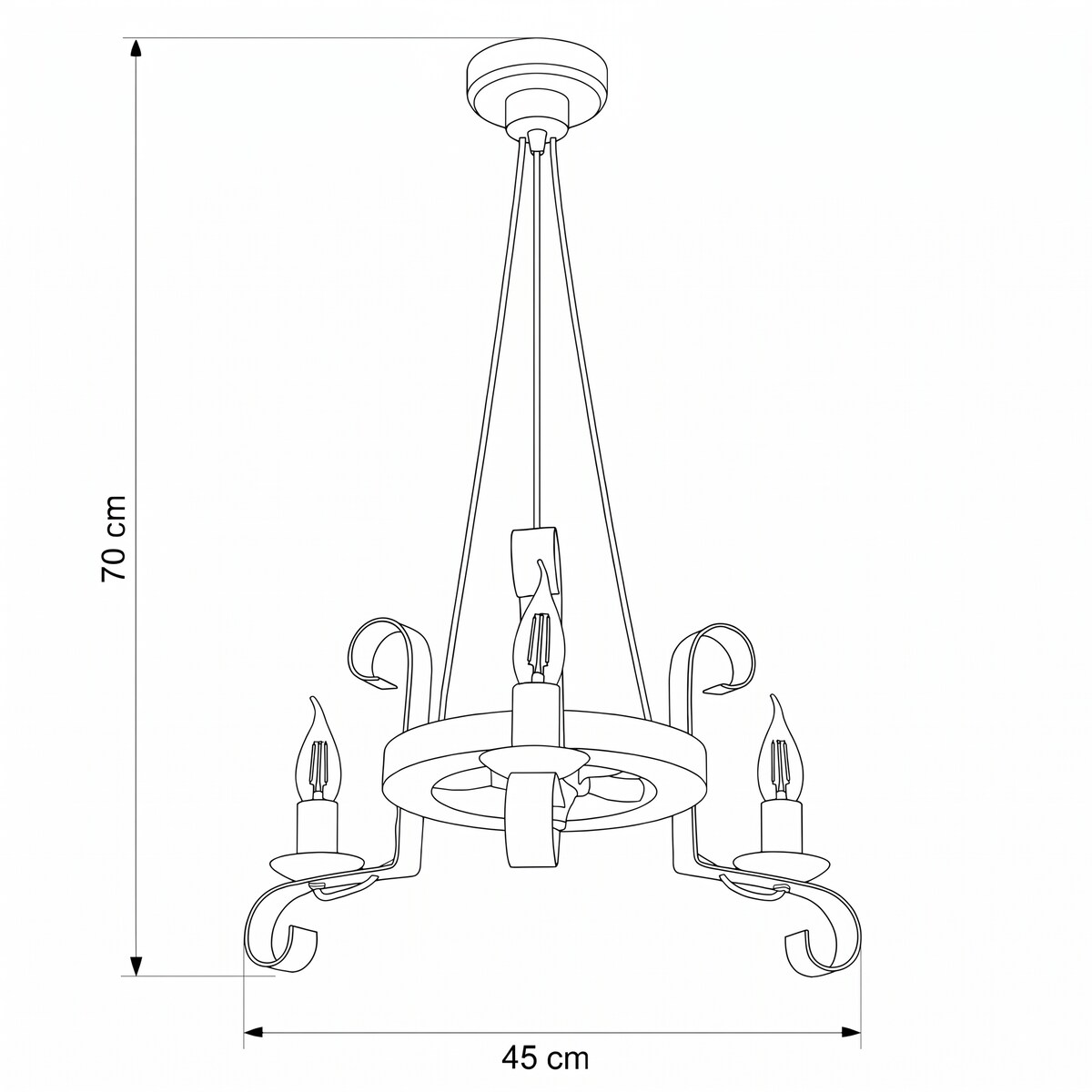 drewniana lampa wisząca edylit 3 punktowa loft retro