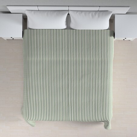 Narzuta pikowana w pasy 130x210 zielono-białe pasy (1,5cm)