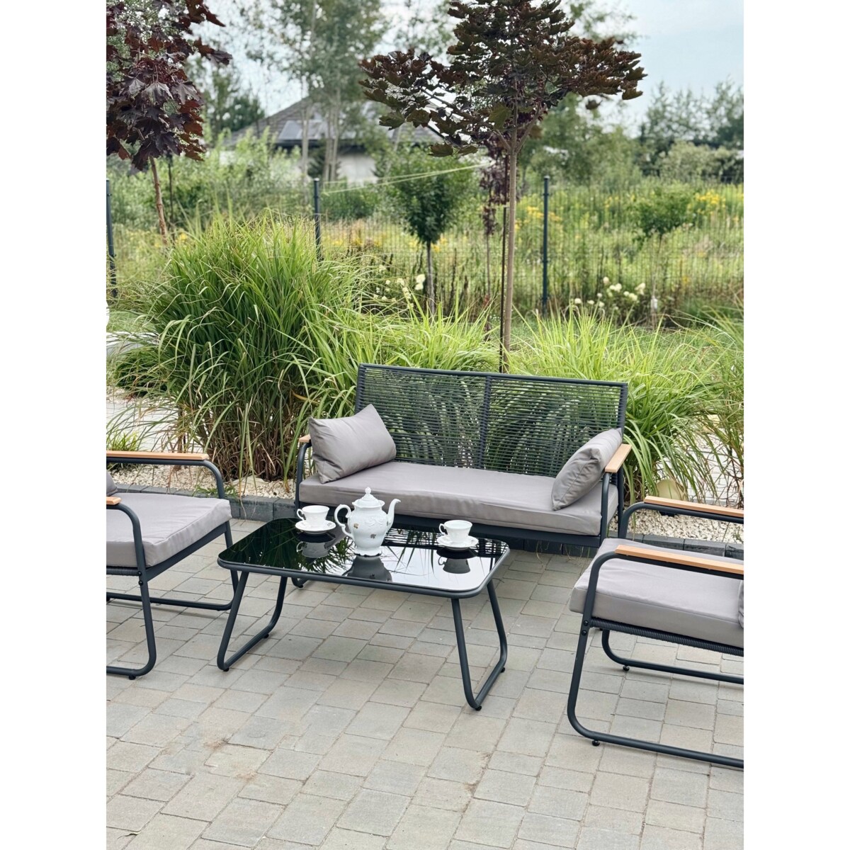 Zestaw Mebli Ogrodowych 2X Fotel Stolik Sofa Komplet Na Taras Balkon Ogród