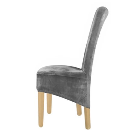 Pokrowiec Na Krzesło Xl Szary Welur Elastyczny