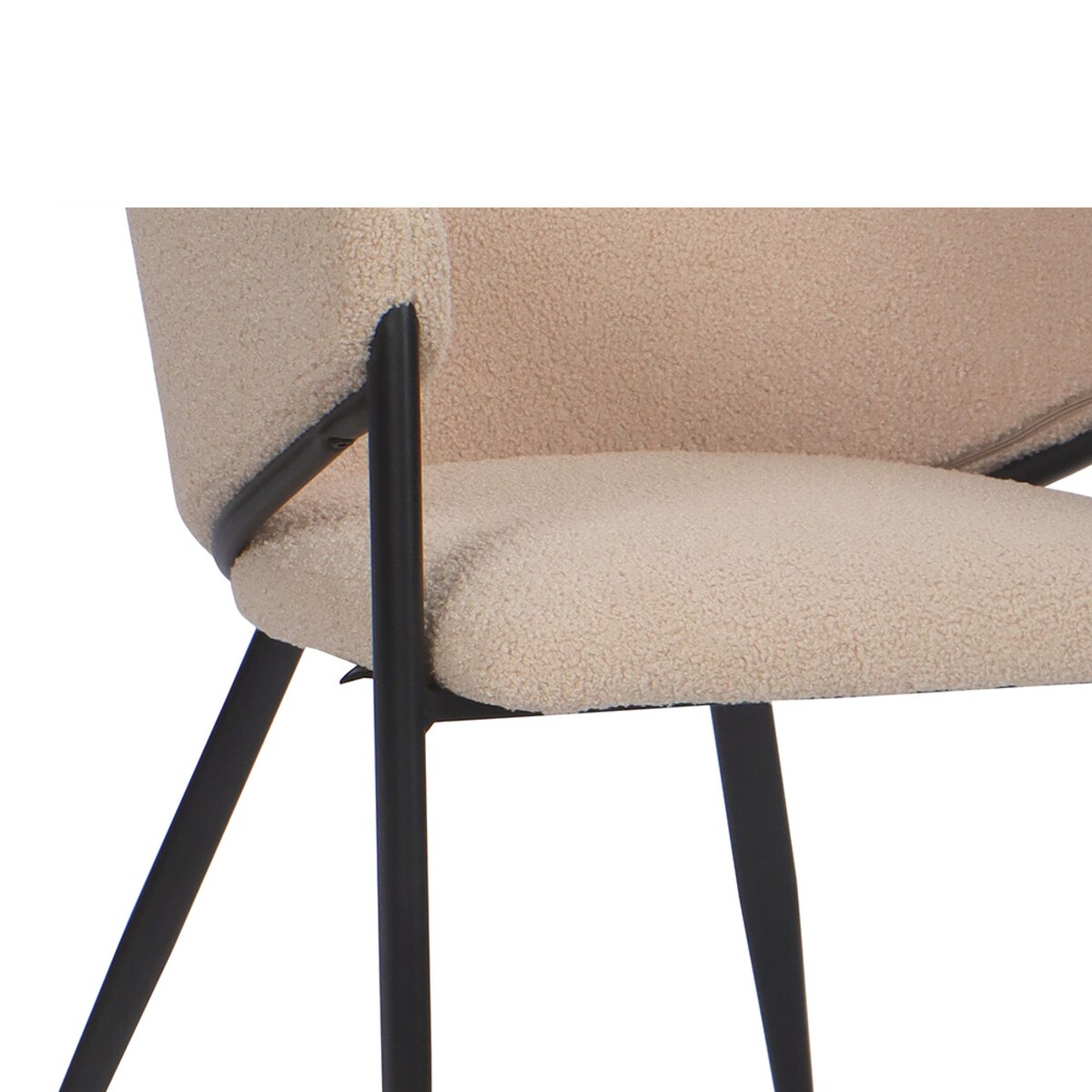 Krzesło tapicerowane do salonu boucle GLAMOUR ciemnobeżowe