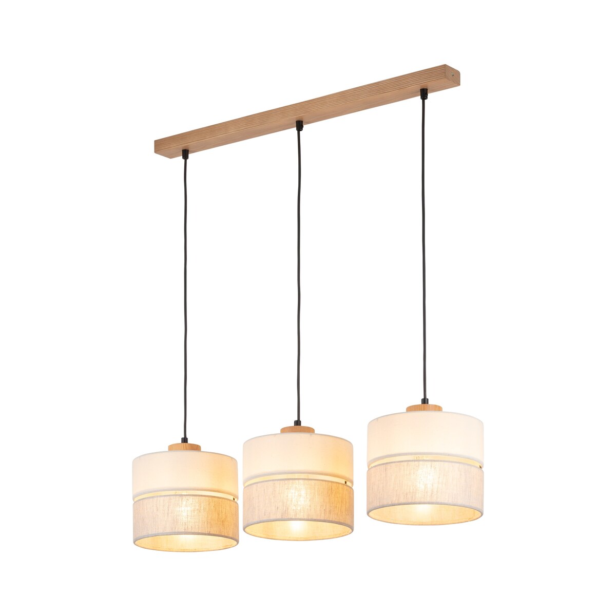 Lampa wisząca TK Lighting ECO 5771 3xE27 szaro-beżowa drewno metal abażur do salonu jadalni
