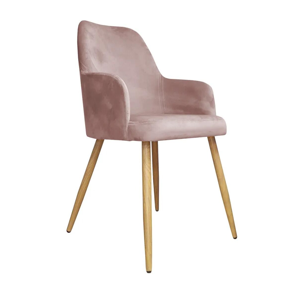 Krzesło WEZERA VELVET różowe/dąb