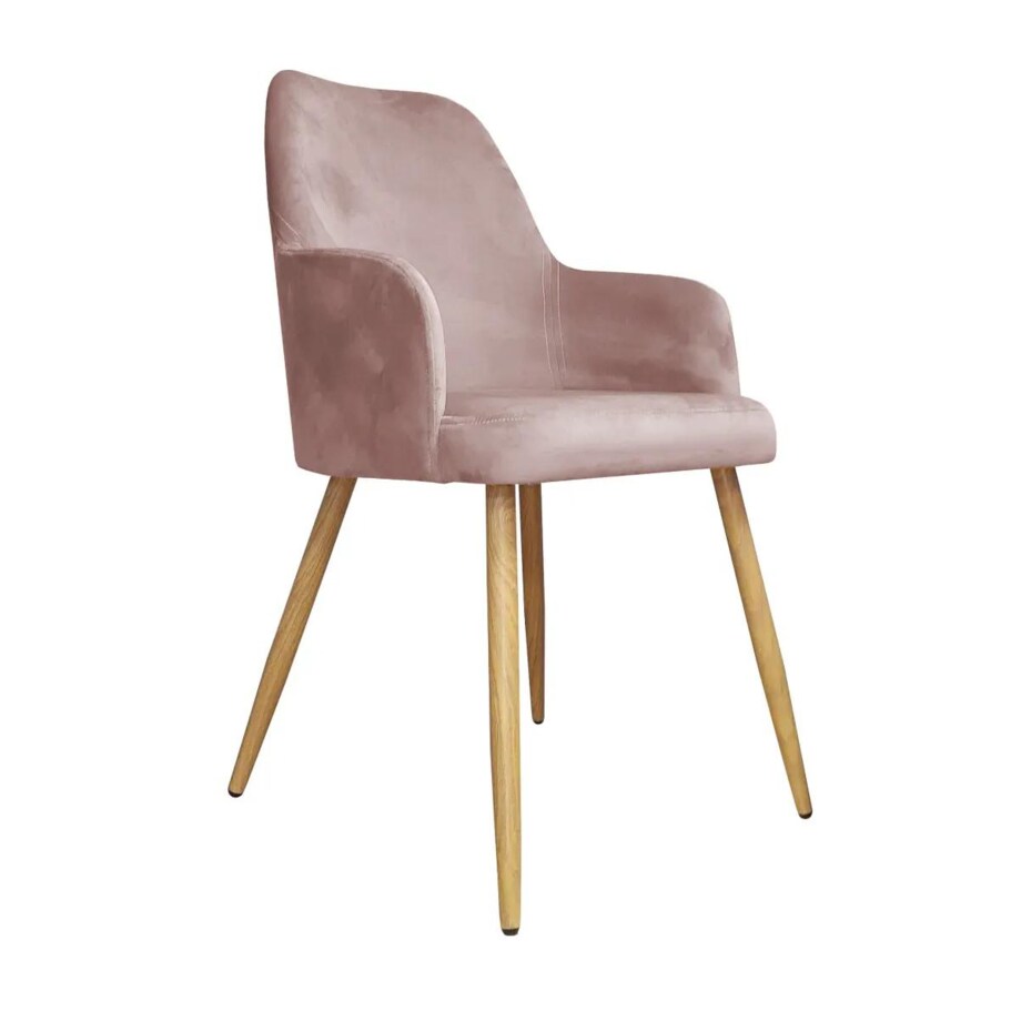 Krzesło WEZERA VELVET różowe/dąb