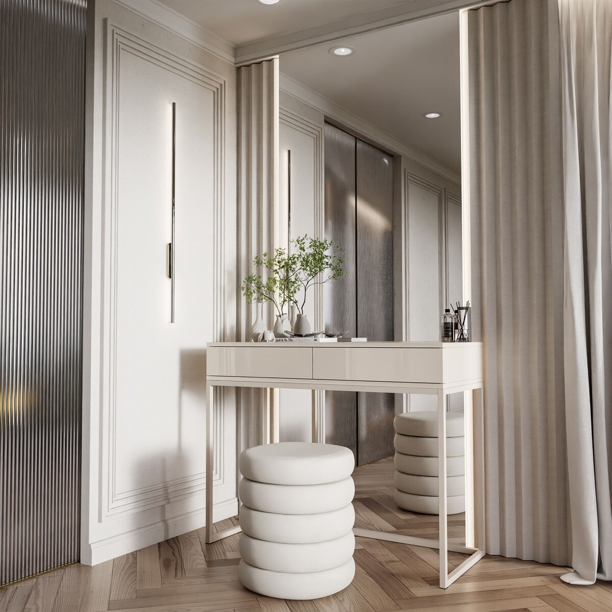 Konsola BLANCO GLAMOUR kaszmir na stelażu kaszmir, push-to-open