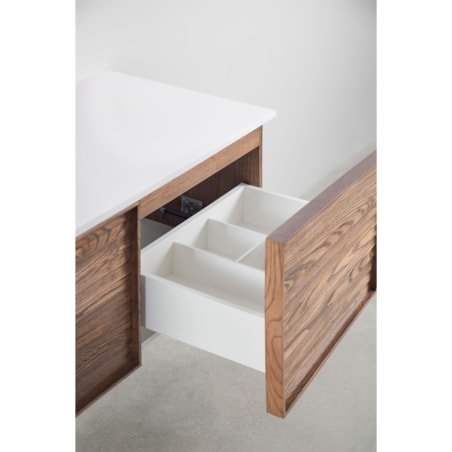 Drewniana komoda łazienkowa ze zintegrowaną umywalką Solea