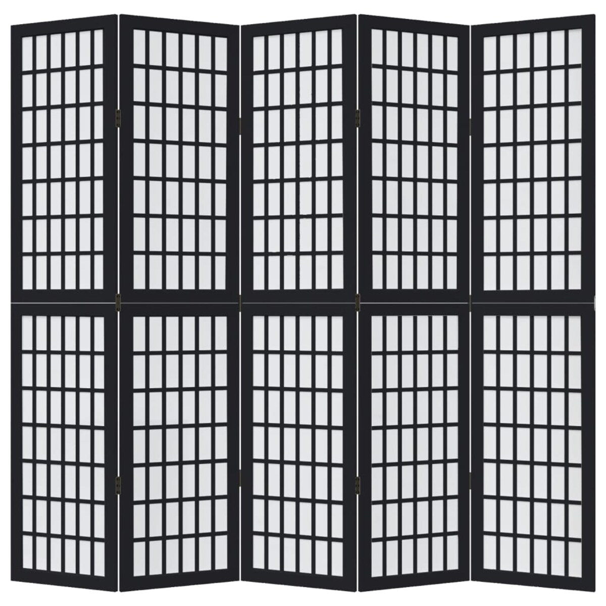 vidaXL Parawan pokojowy, 5-panelowy, czarny, lite drewno paulowni
