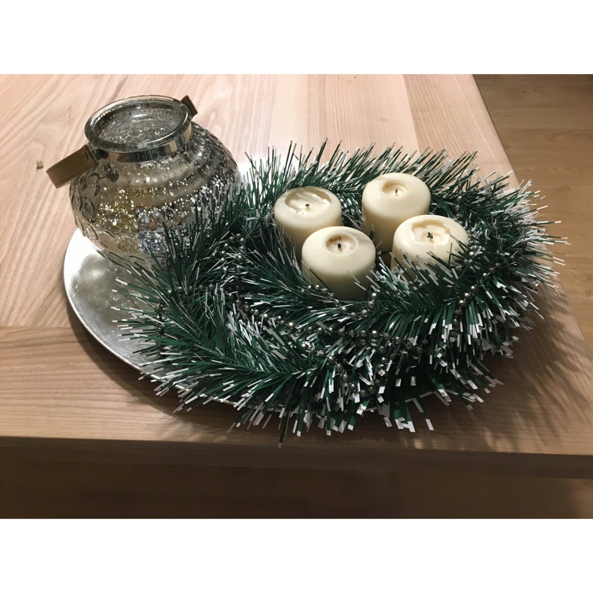 GIRLANDA CHOINKOWA biało zielona GĘSTA DUŻA na schody barierki stół łańcuch