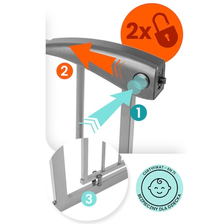 Barierka zabezpieczająca Nukido na schody drzwi rozporowa 75-115cm szara 718301