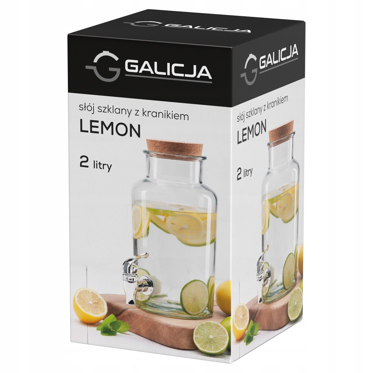 SŁÓJ Z KRANIKIEM 2 L NA NAPOJE lemoniada grill piknik ogród dom impreza