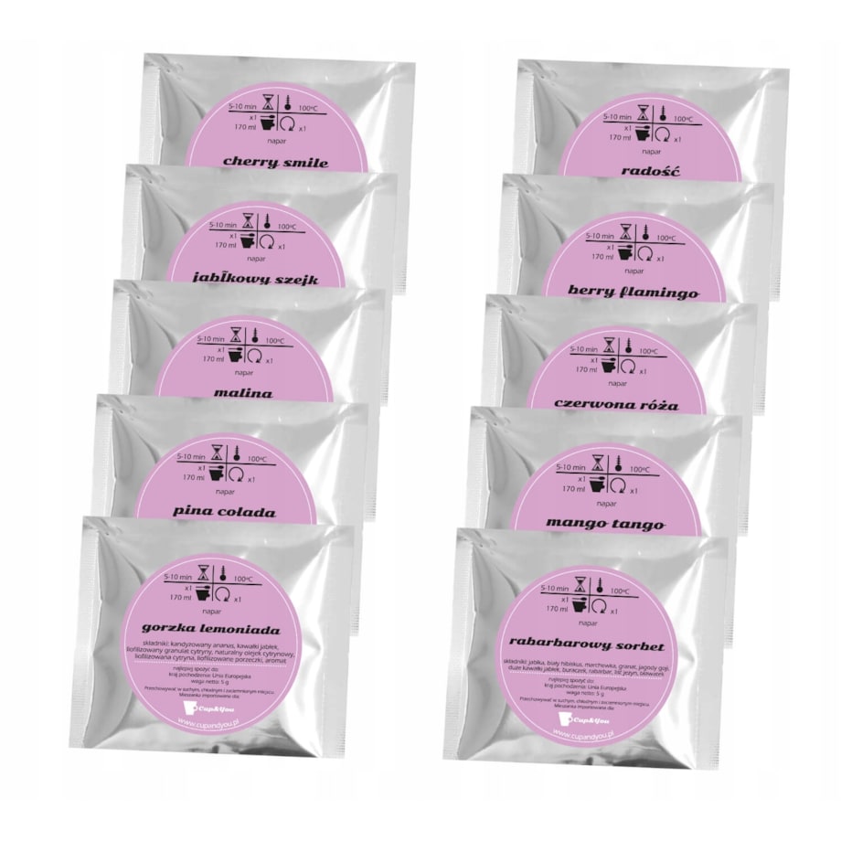 ZESTAW 10 ORZEŹWIAJĄCYCH HERBAT SYPANYCH OWOCOWYCH NA ZIMNO JAKO ICE TEA + ZAPARZACZ NA LATO - PREZENT UPOMINEK DLA FACETA KOBIETY NIEJ NIEGO