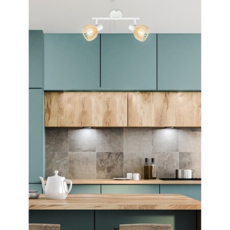 ATARRI LAMPA SUFITOWA LISTWA 2X25W E14 BIAŁY+DREWNO