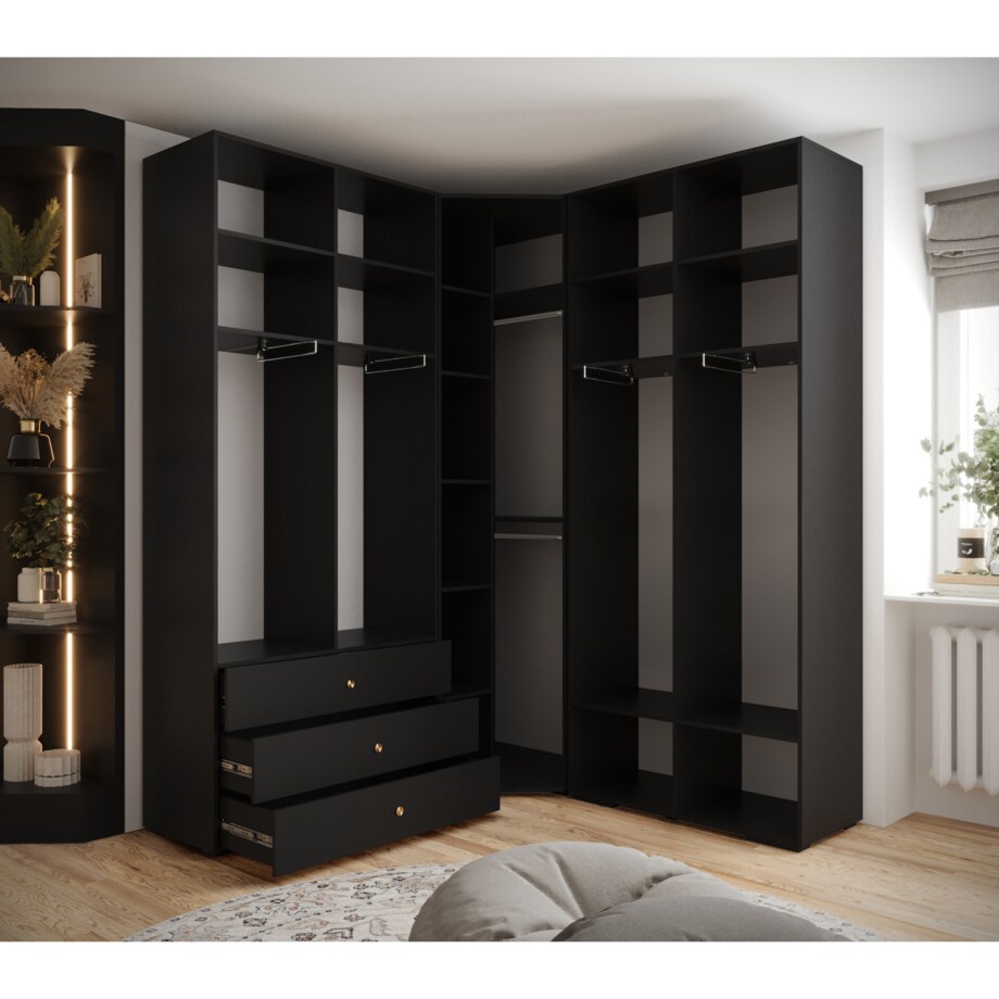 Garderoba wysoka do przedpokoju INOVA 3 Z1 czarny+czarny