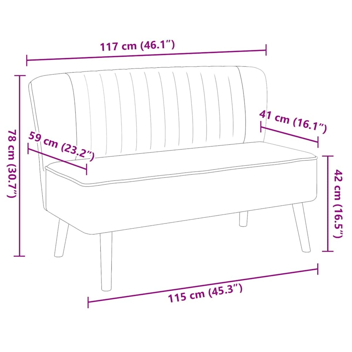vidaXL Sofa 117x55,5x77 cm, żółty materiał