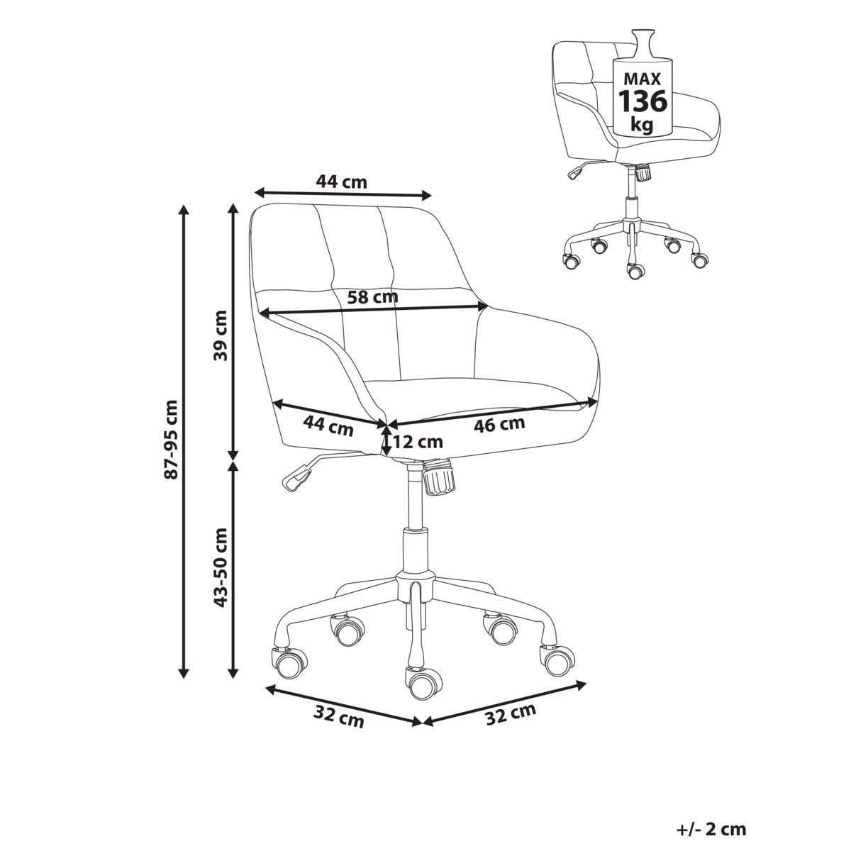 Krzesło obrotowe PALMDALE Welur Różowy