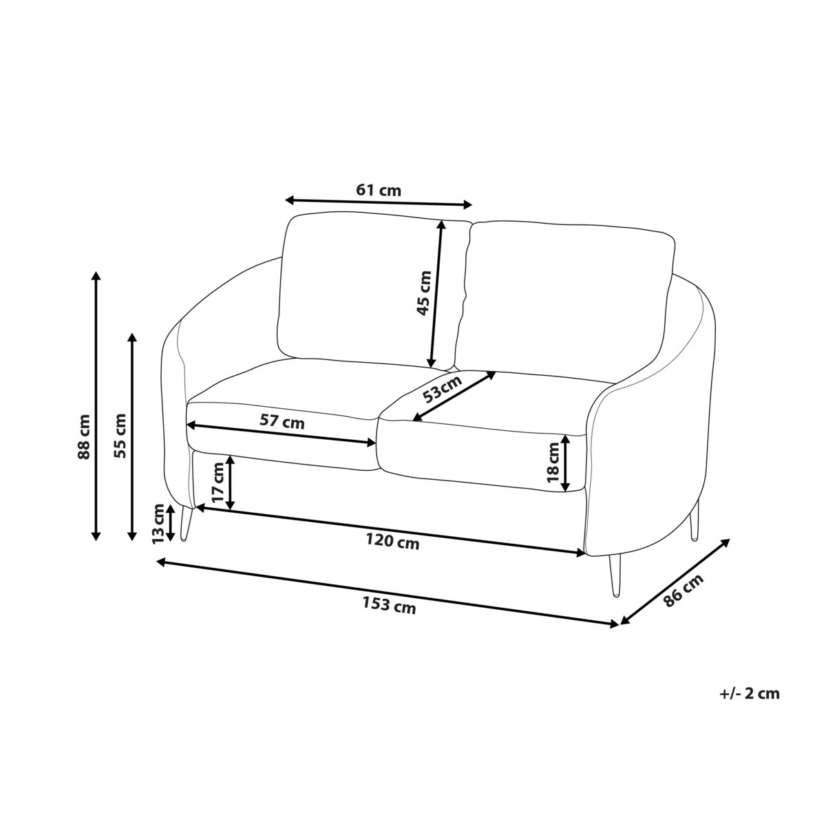 Sofa 2-osobowa zielona TROSA