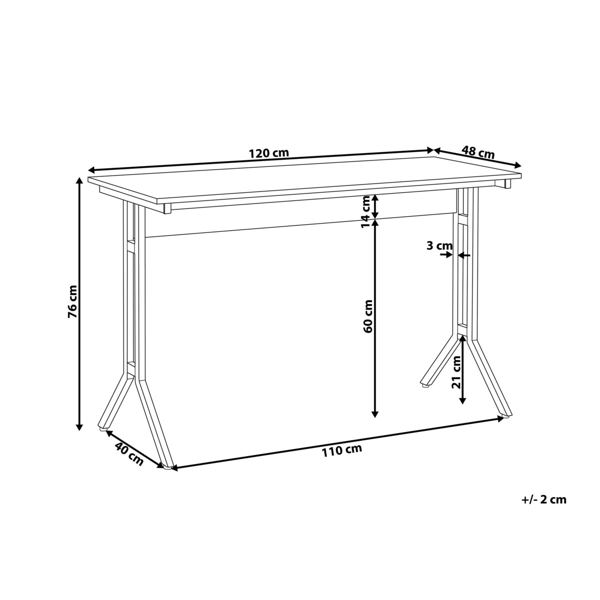 Biurko 120 x 48 cm beżowoszary drewno z czarnym CREEK