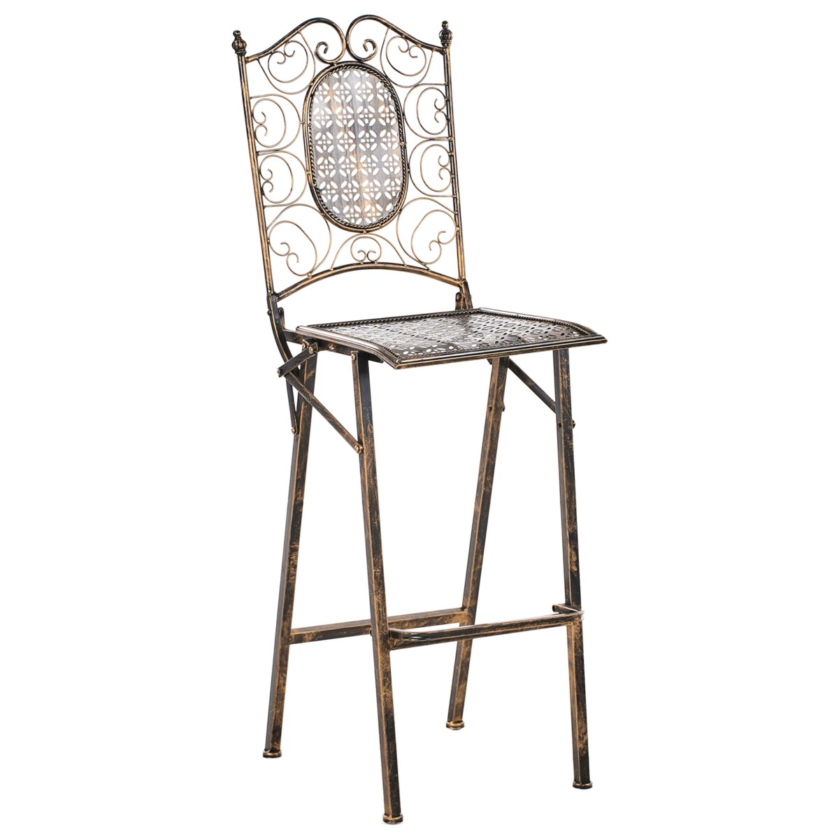 Zestaw 2 krzeseł barowych ogrodowych BORMIO Składane Metal Czarny