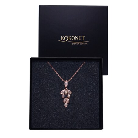 Łańcuszek z zawieszką listki cyrkonie kamienie błyszczący ROSE biżuteria