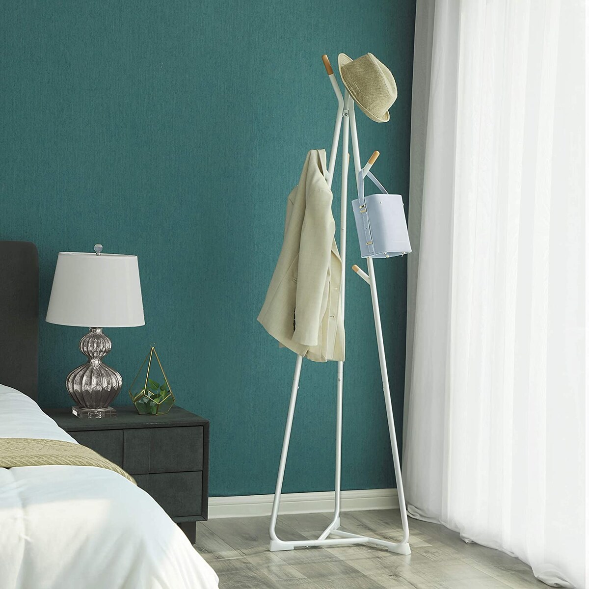 Wieszak Stojący Podłogowy do Przedpokoju, Korytarza Biały