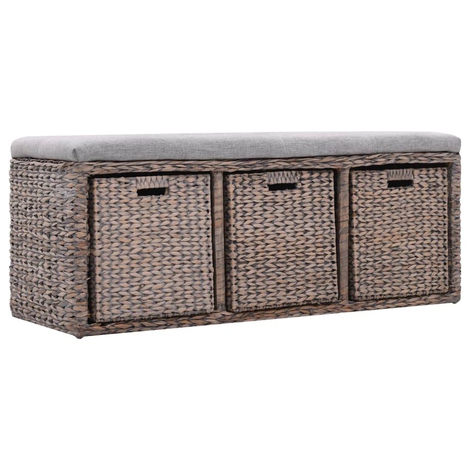 vidaXL Ławka z 3 koszami, trawa morska, 105 x 40 x 42 cm, szara