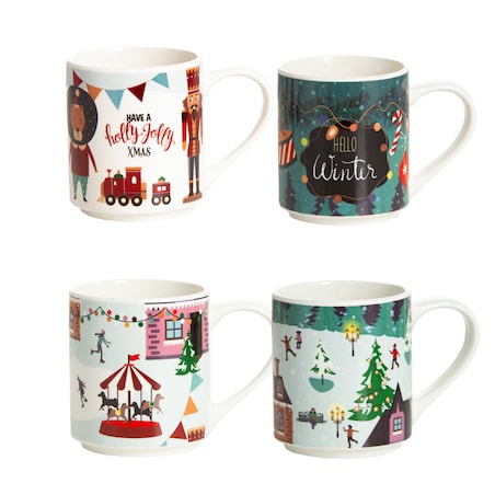 Zestaw Kubków Świątecznych 265 Ml Boże Narodzenie Stojący Święty Mikołaj