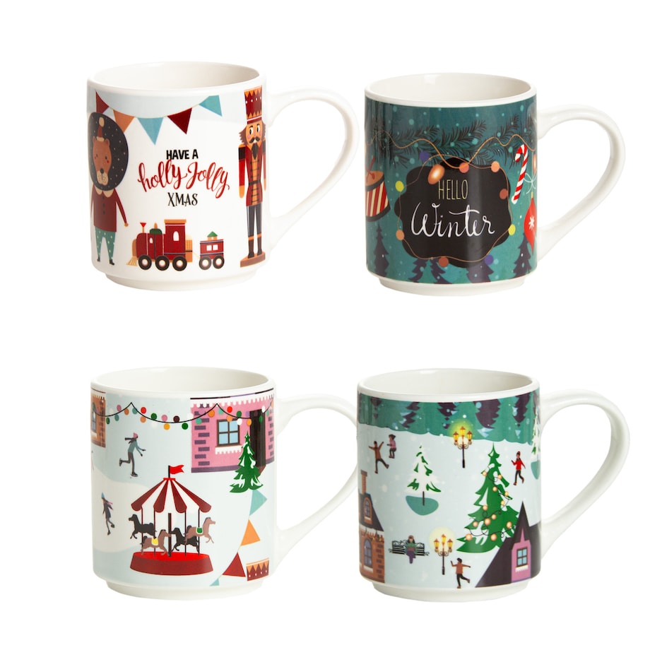 Zestaw Kubków Świątecznych 265 Ml Boże Narodzenie Stojący Święty Mikołaj