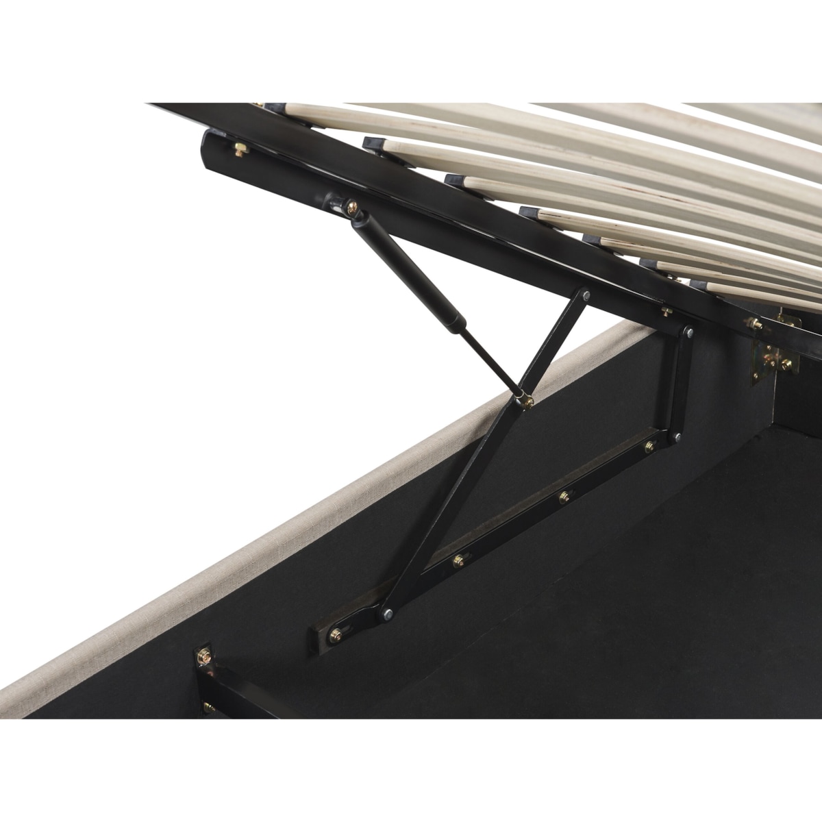 Łóżko z pojemnikiem tapicerowane 160 x 200 cm beżowe DINAN