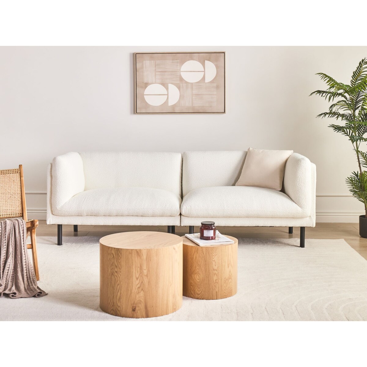 Sofa VORGOD Boucle Złamana biel dla 3 osób