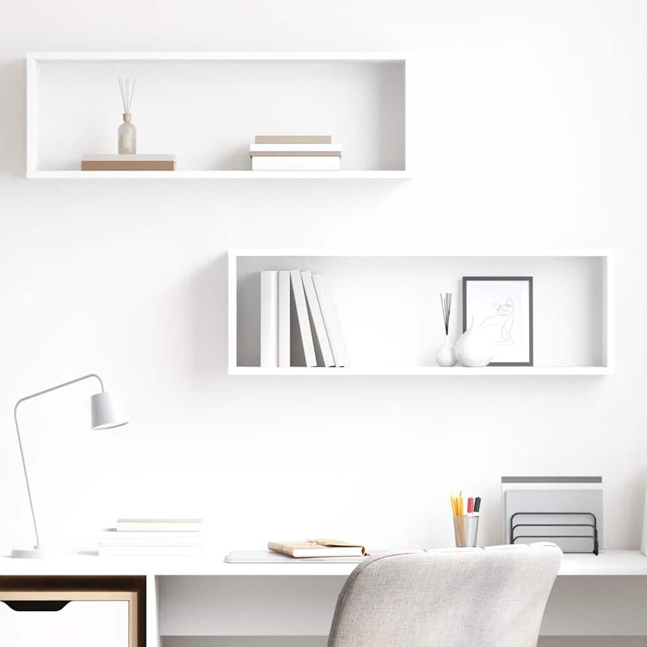 vidaXL Półki ścienne kostki, 2 szt., białe, 80x15x26,5 cm