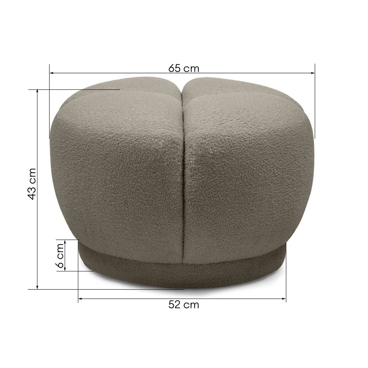 Pufa okrągła poczwórna 43x65x65 PALLASS bouclé brązowoszara