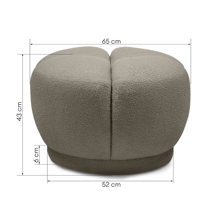 Pufa okrągła poczwórna 43x65x65 PALLASS bouclé brązowoszara
