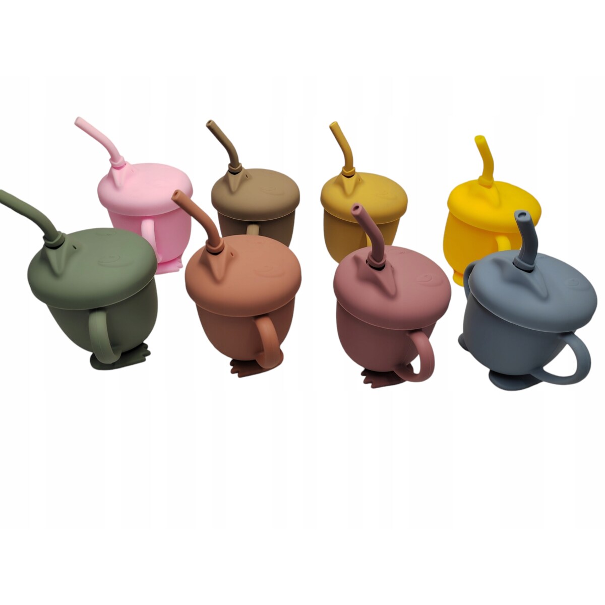 KUBEK do nauki picia silikonowy BIDON ze słomką rurka BLW SILIKON PREZENT